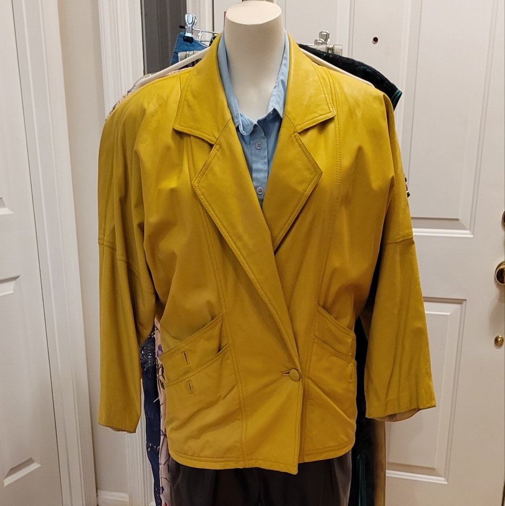 Yellow leather Jacket
